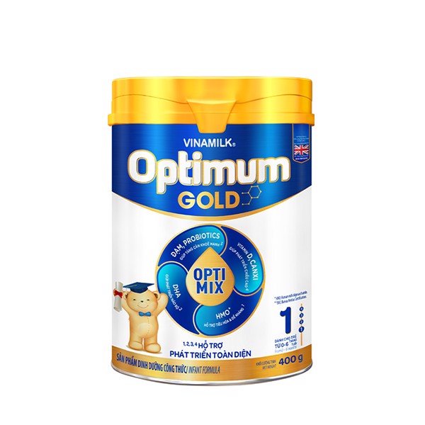 Sữa bột Optimum Gold 1 400g - Sữa công thức Vinamilk, giúp Tăng cân, chiều cao, tiêu hóa, phát triển não