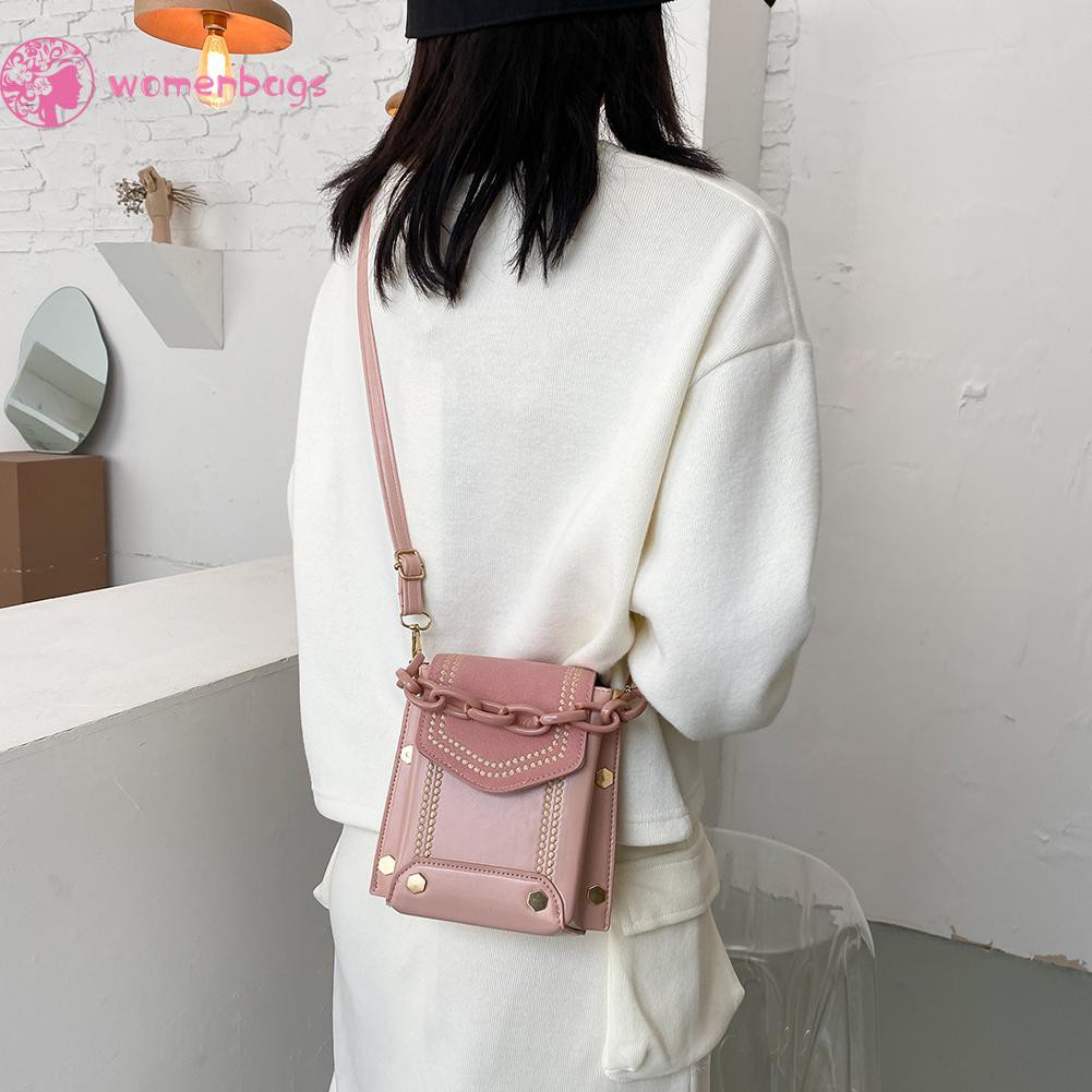 Túi Đeo Chéo Da Pu Phối Màu Thời Trang Cho Nữ