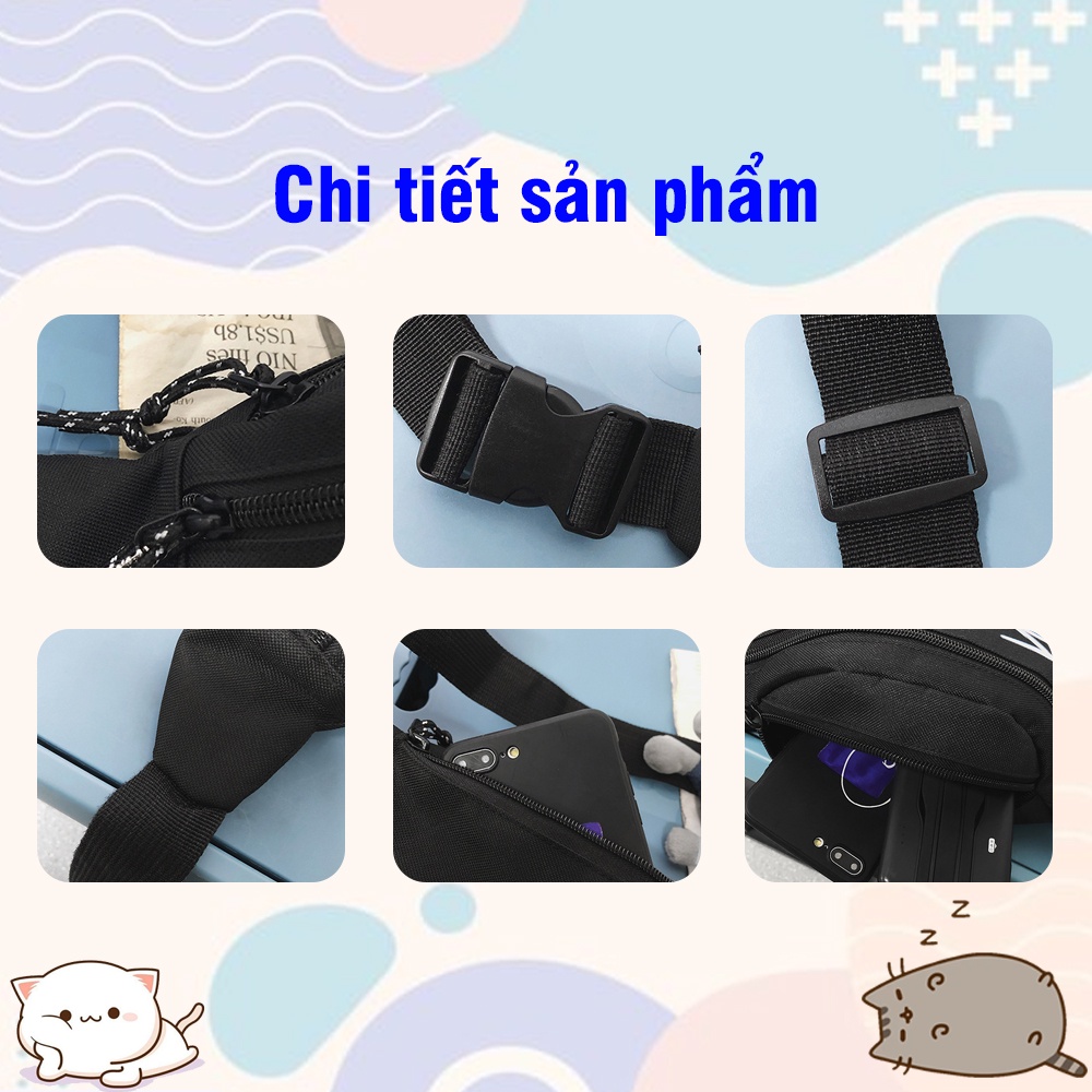 Túi Đeo Chéo Nam Unisex Túi Đeo Chéo Nữ Túi Bao Tử SEVKEY Vải Canvas Hàn Quốc Chống Nước Tuyệt Đối