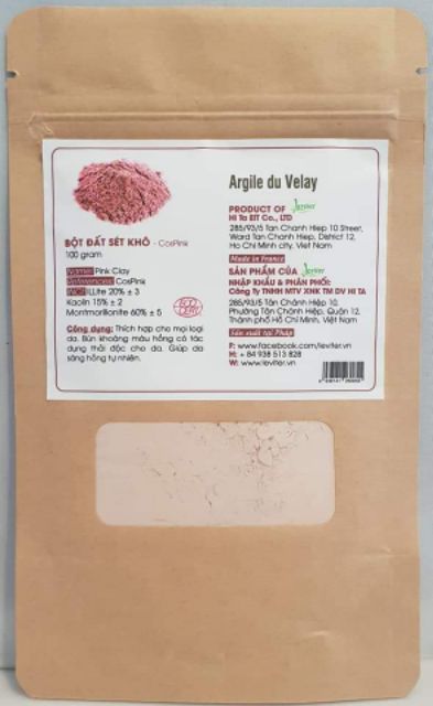 Bột Đất Sét Khô - Nhập khẩu Pháp - Argile Du Velay 100gram/túi