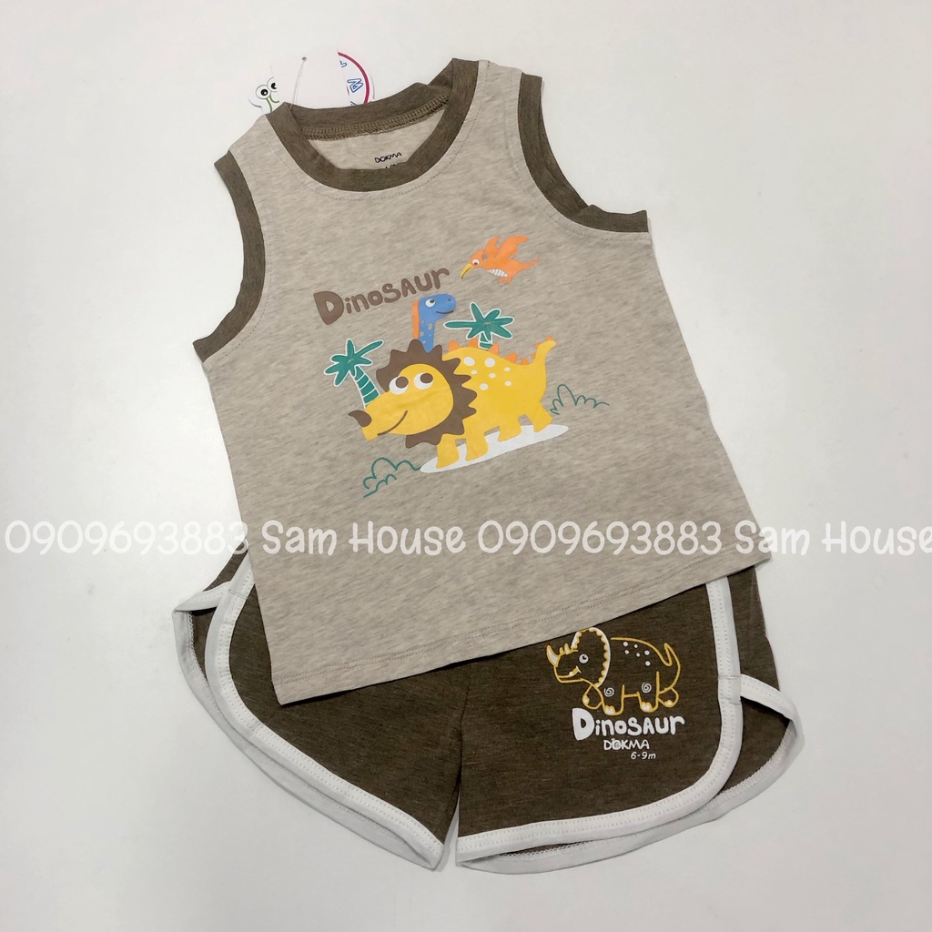 DOKMA 2022 - Bộ Ba Lỗ họa tiết khủng long cho bé trai, bé gái từ 6M đến 3Y