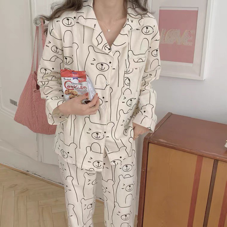 Bộ ngủ pyjama dài tay quần dài bộ mặc nhà pijama | BigBuy360 - bigbuy360.vn