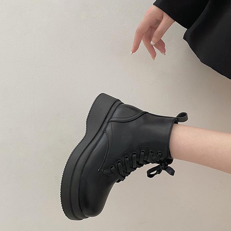 Giày bốt martin IELGY mỏng màu đen phong cách retro cá tính thời trang cho nữ