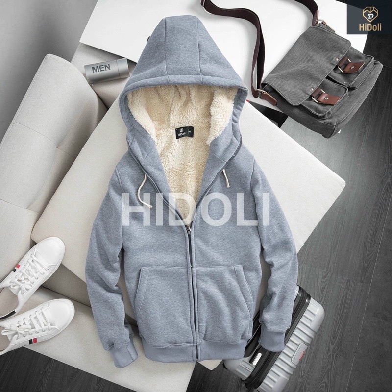 áo hoodie kéo khóa nam nữ, chất liệu nỉ lót lông