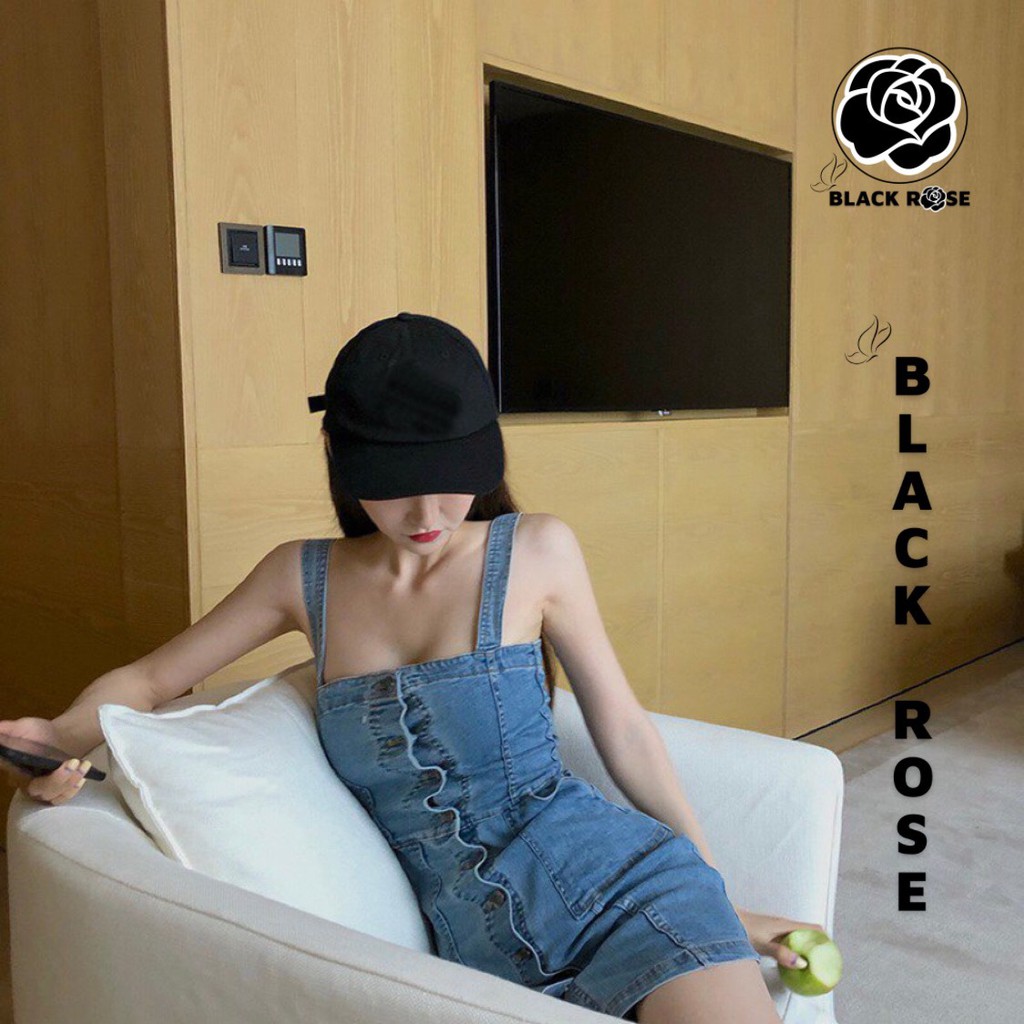 Váy Jean Nữ Xanh Cao Cấp Chữ A BLACK ROSE Váy Đầm Jean Bò Rin Nữ 2 Dây Phong Cách Hàn Quốc - TẤM BOUTIQUE