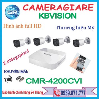 TRỌN BỘ 4 CAMERA KBVISION  2.0MP