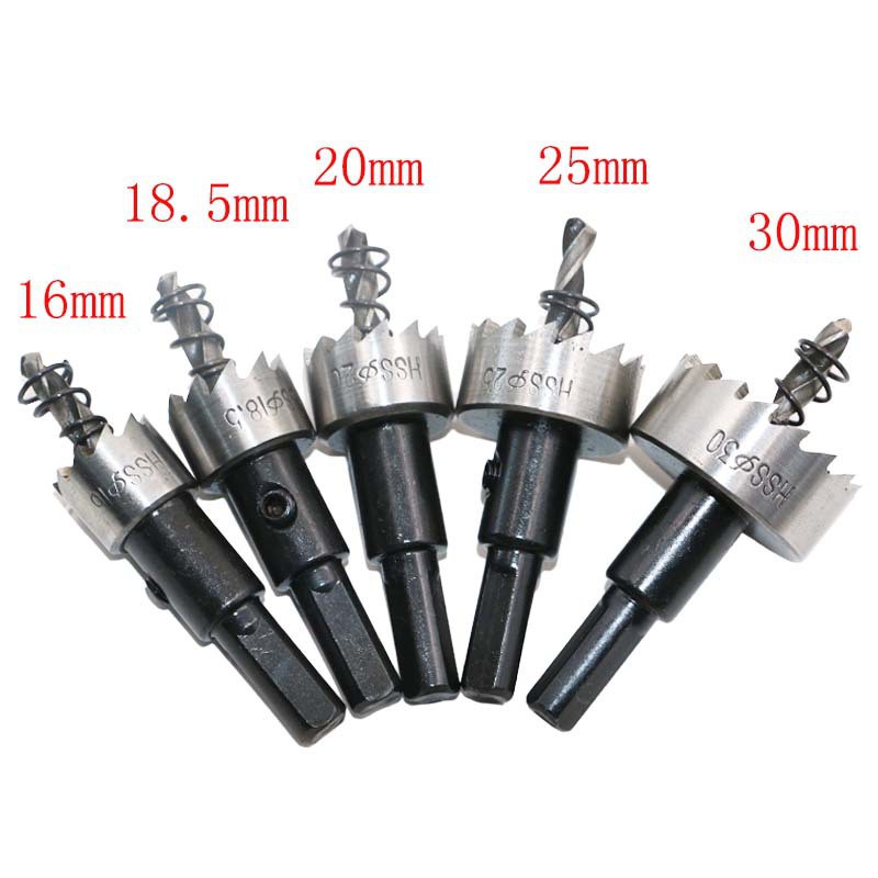 Bộ 5 mũi khoan khoét lỗ hợp kim HSS - Khoan gỗ, nhôm, mica 16 - 30mm