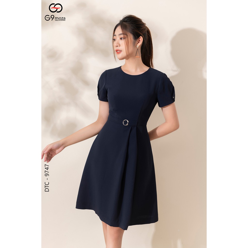 Đầm tay cộc xếp ly G9moza 9747 chất thô hàn mềm,thoáng mát