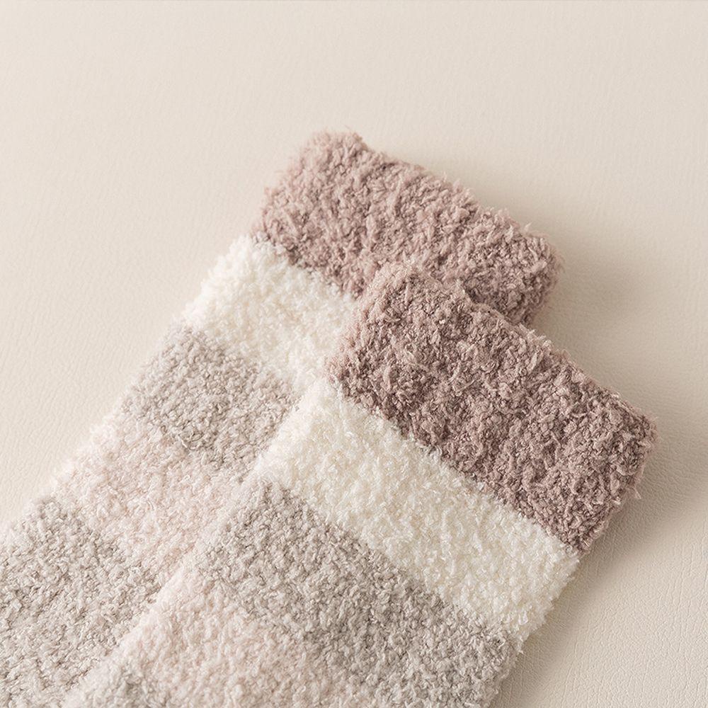 MIQUEL Đôi Vớ Cotton Dày Mềm Mại Họa Tiết Kẻ Sọc Thời Trang Mùa Thu Cho Nam