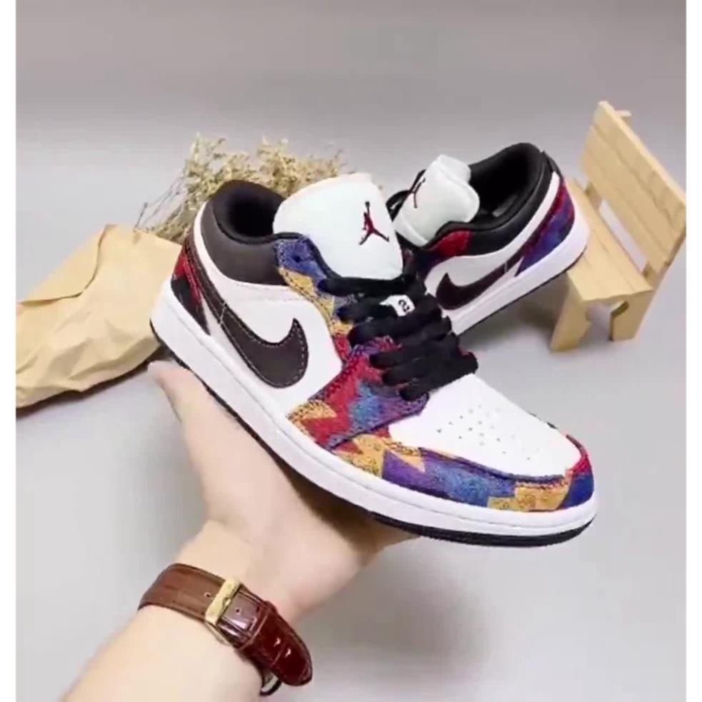 Giày Sneaker 𝗷𝗼𝗿𝗱𝗮𝗻 𝟭 Thổ Cẩm Cổ Thấp, Giày JD1 Thời Trang Cao Cấp Nam Nữ -nh1 *