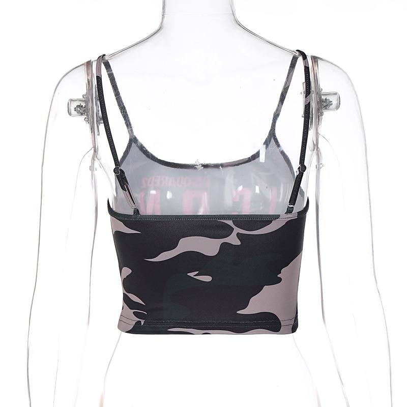 Áo Tank Top Hai Dây Hở Lưng Form Ôm In Chữ Phong Cách Đường Phố Quyến Rũ