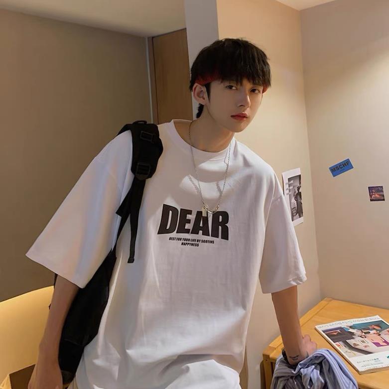 Áo thun tay lỡ unisex form rộng, Áo phông nam nữ oversize co giãn 4 chiều in chữ DEAR