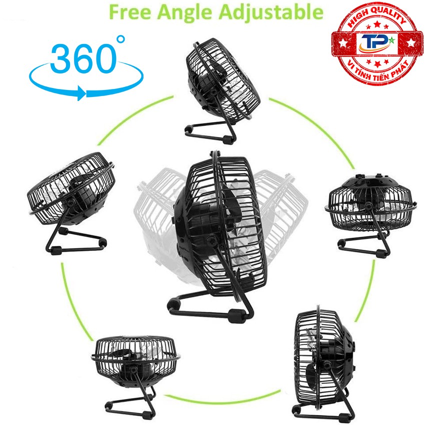 Quạt USB Mini Fan Lileng 819 loại 3 cánh, lồng sắt 20cm Quay 360 độ Tiện Dụng - TPF1