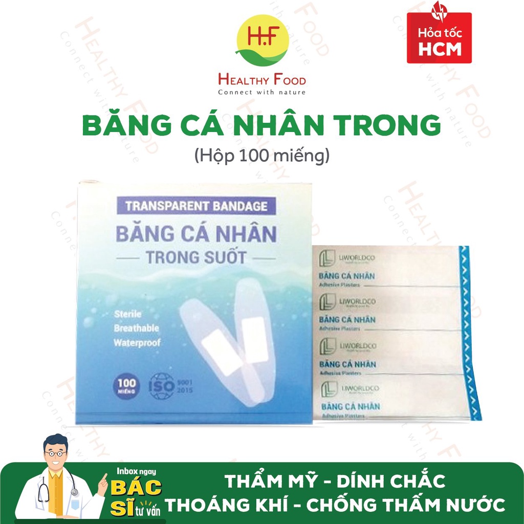 Băng Cá Nhân LIWORLDCO/MILOPLAST (Hộp 100 Miếng) - Thẩm mỹ, Thông Thoáng, Độ dính cao, Đàn hồi tốt