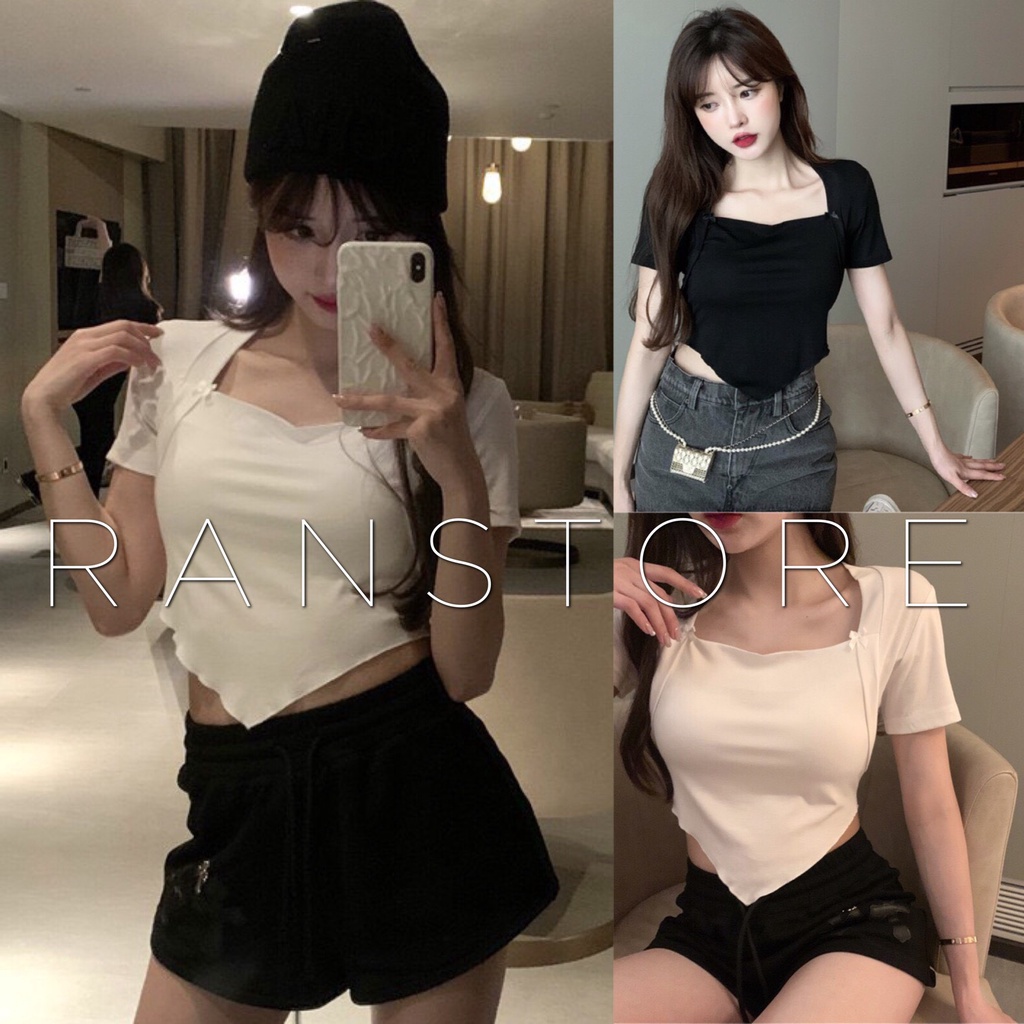 Áo croptop body vạt yếm 2 màu quyến rũ phong cách ulzzang/ Áo crt nữ cộc tay cổ vuông style hàn quốc dễ phối đồ_ranstore | WebRaoVat - webraovat.net.vn