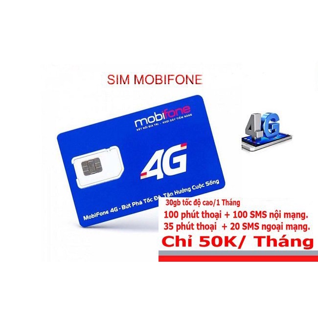 Sim 4G Mobifone CF50 data thả ga+Miễn phí cuộc gọi nhắn tin nội ngoai mạng miễn phí chỉ 50k/tháng