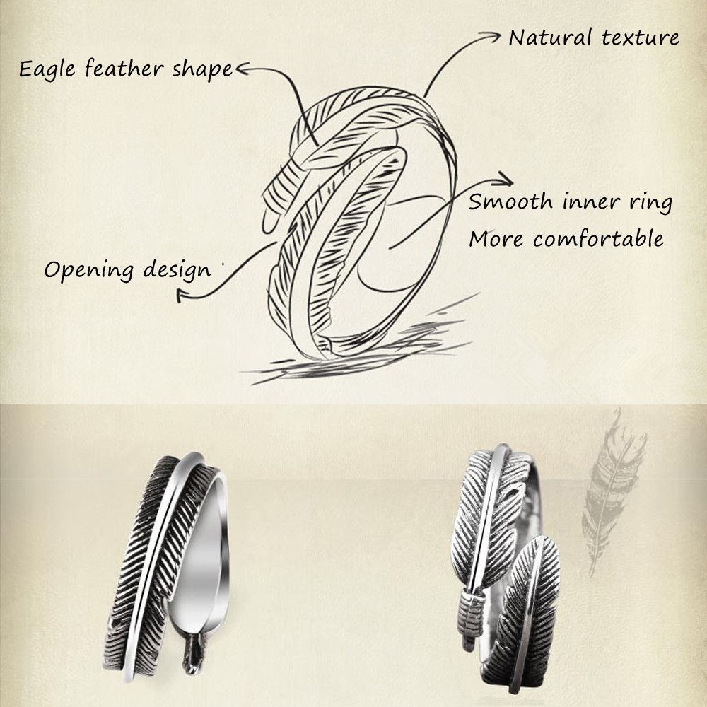 Nhẫn Hở Hình Lông Vũ Phong Cách Cổ Điển Thời Trang Sang Trọng Cho Nam Và Nữ