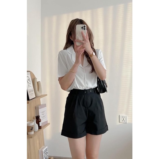 Quần short đùi 2 nút gập gấu 3 màu