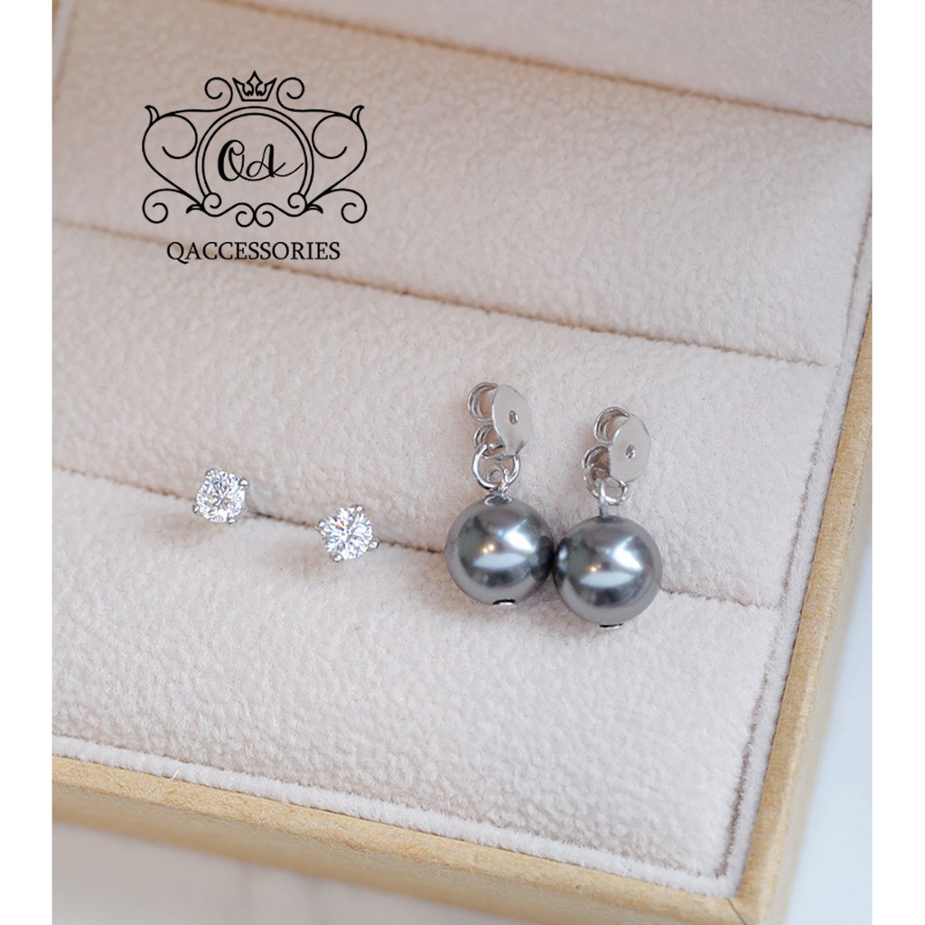 Khuyên tai bạc ngọc trai giả bông tai trước sau 2 màu S925 PEARL Front-back Silver Earrings SO00 - KÈM ẢNH THẬT