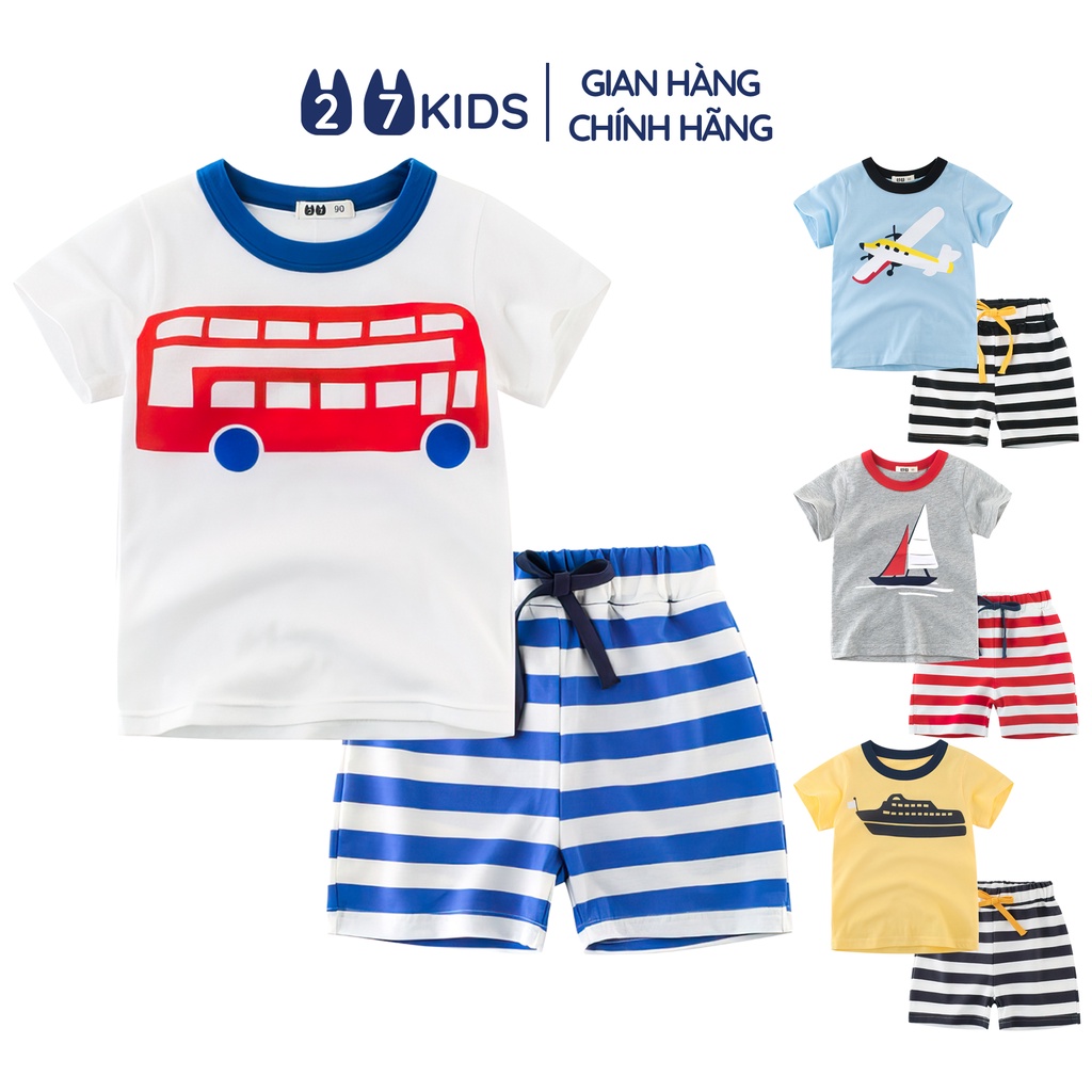 Bộ quần áo thun ngắn tay cho bé trai 27Kids đồ bộ nam cho trẻ từ 2-10 tuổi BSSE3