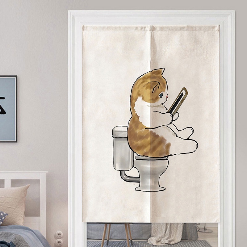 Rèm Cửa Trang Trí Họa Tiết Mèo Dễ Thương Bắt Mắt