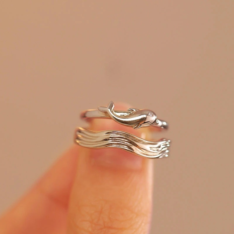 [Bán Chạy] Nhẫn Cặp Đôi Kiểu Mở Hình Trái Tim Tình Yêu Điện Cực Đơn Giản Có Thể Điều Chỉnh