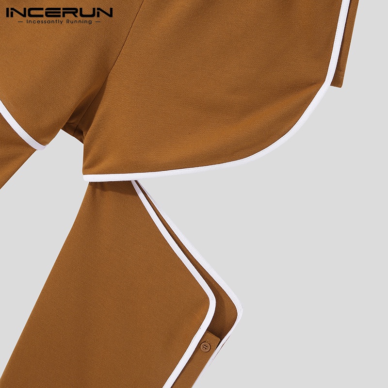 Quần INCERUN dài eo thun thiết kế hở đùi thời trang cá tính cho nam