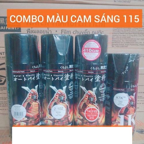 SƠN SAMURAI COMBO SƠN XỊT MÀU CAM SÁNG 115 GỒM 4 CHAI, hàng xịn giá tốt