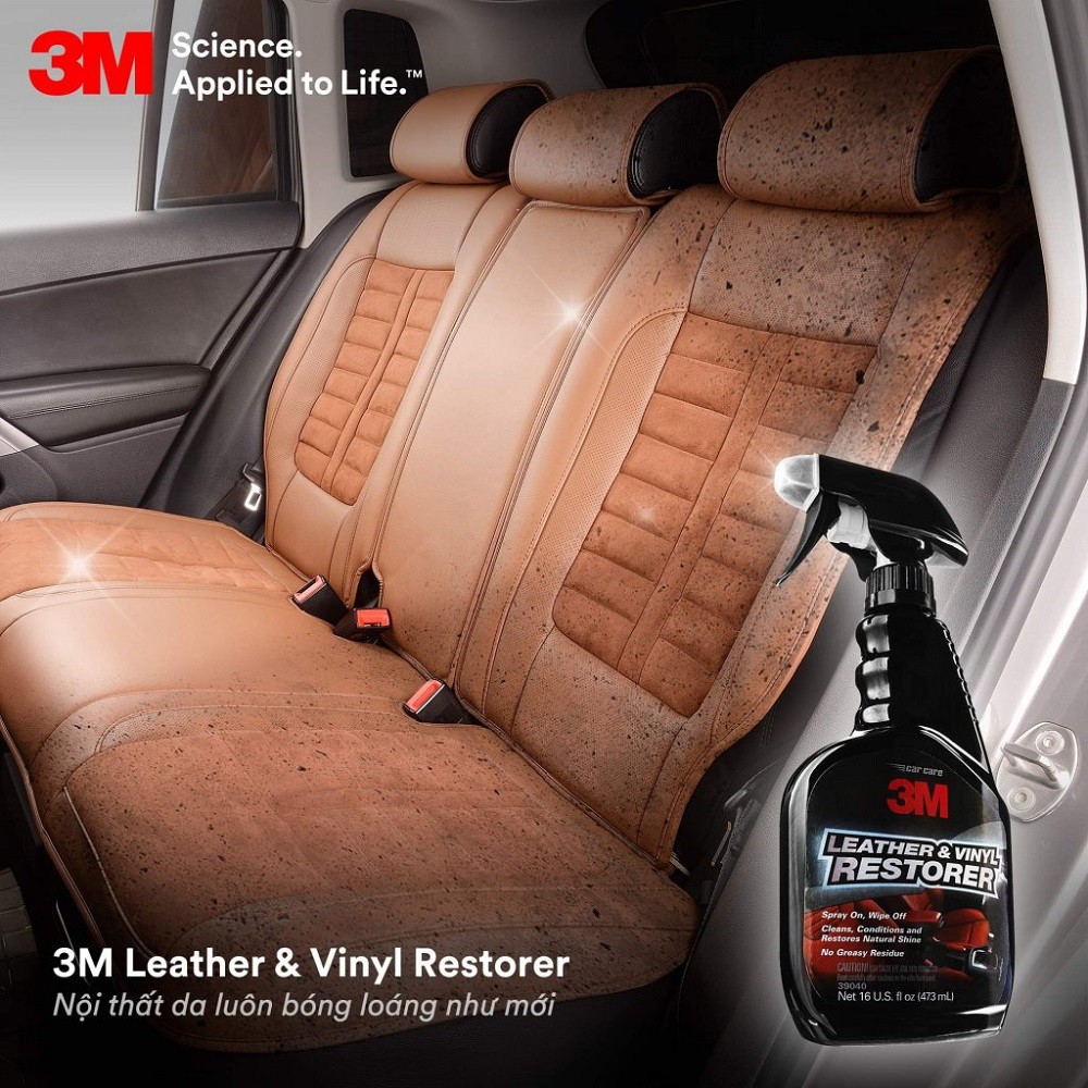 Chai xịt chăm sóc và bảo vệ nội thất ô tô 3M Leather &amp; Vinyl Cleaner Restorer 39040 473ml chamsocxestore