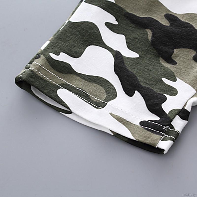 Set áo thun tay ngắn &amp; quần short rằn ri cho bé trai