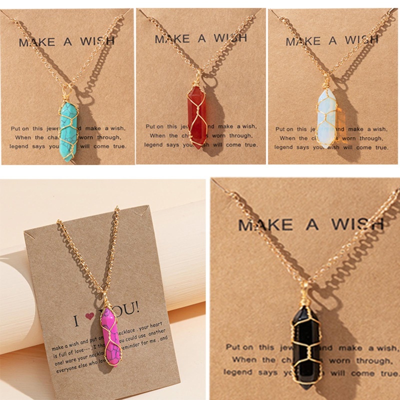 Vòng cổ Mặt Đá Thạch Anh Tự Nhiên Hình Lục Giác