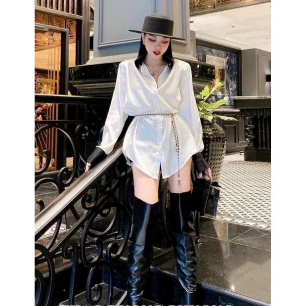 🌸 Dây nịt xích luồn da 🌿 Chất kim loại phối da 🌿 Freesize