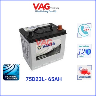 Ắc quy Varta 65ah mã sản phẩm 75D23L, bảo hành 12 tháng với xe không có mào