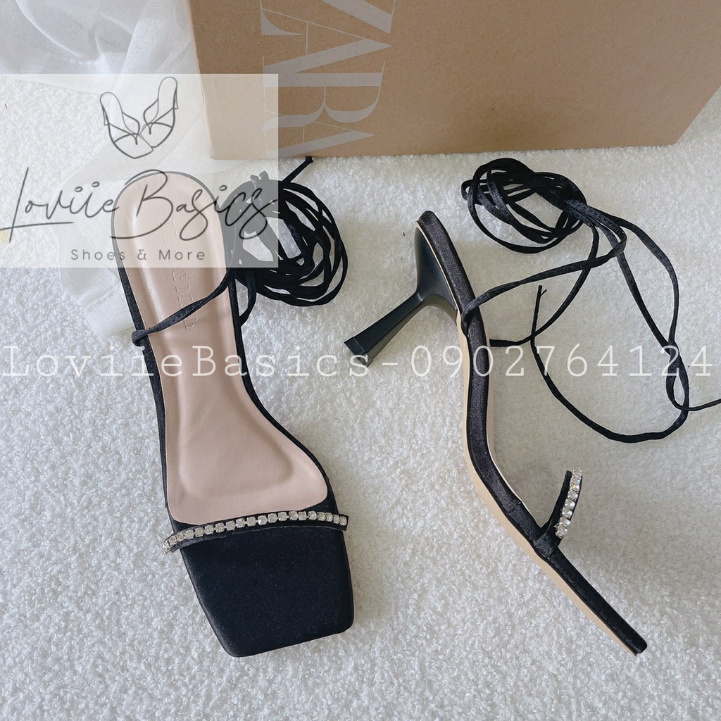 SANDAL CAO GÓT LOVIIE BASICS - GIÀY CAO GÓT NHỌN SANDAL 9 PHÂN NƠ CHẤT LỤA G191262 G220521