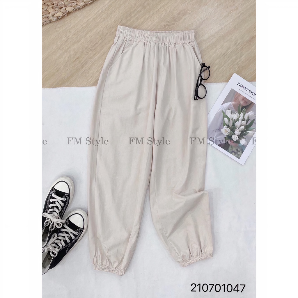 Quần jogger nữ FM Style dây rút bo lai chất đũi xuất xịn đứng form phong cách ulzzang trẻ trung 210701046