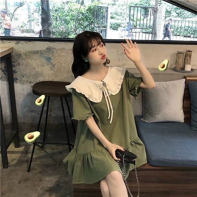 Đầm váy freesize babydoll cổ trắng 3 màu