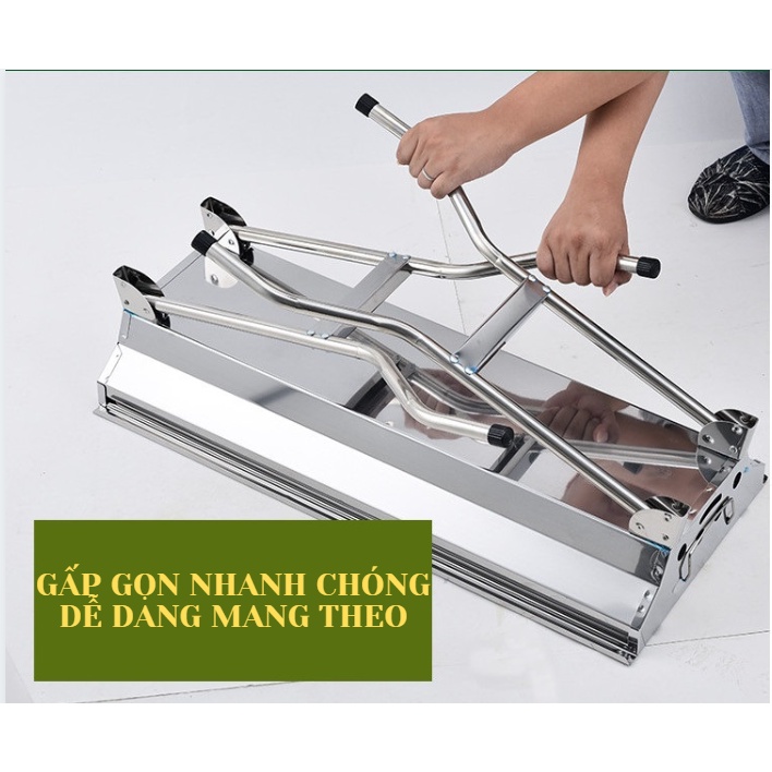 Bếp nướng BBQ ngoài trời dã ngoại nướng than hoa inox có thể gấp gọn chân cao xếp MD8009