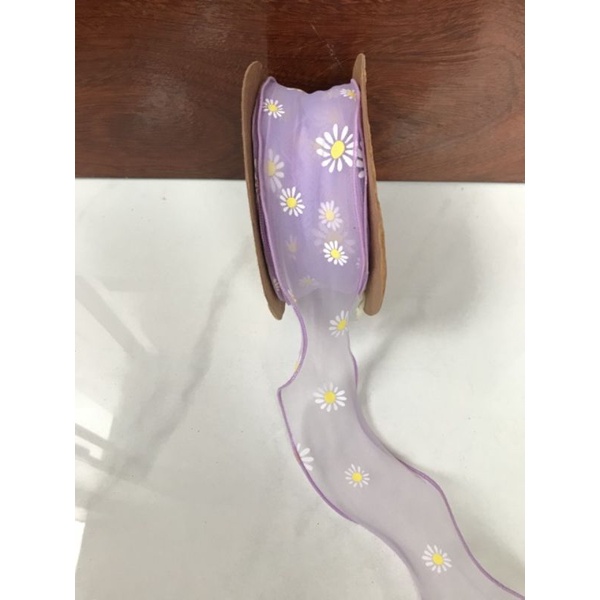 Ruy băng voan hoa cúc cao cấp làm sản phẩm handmade