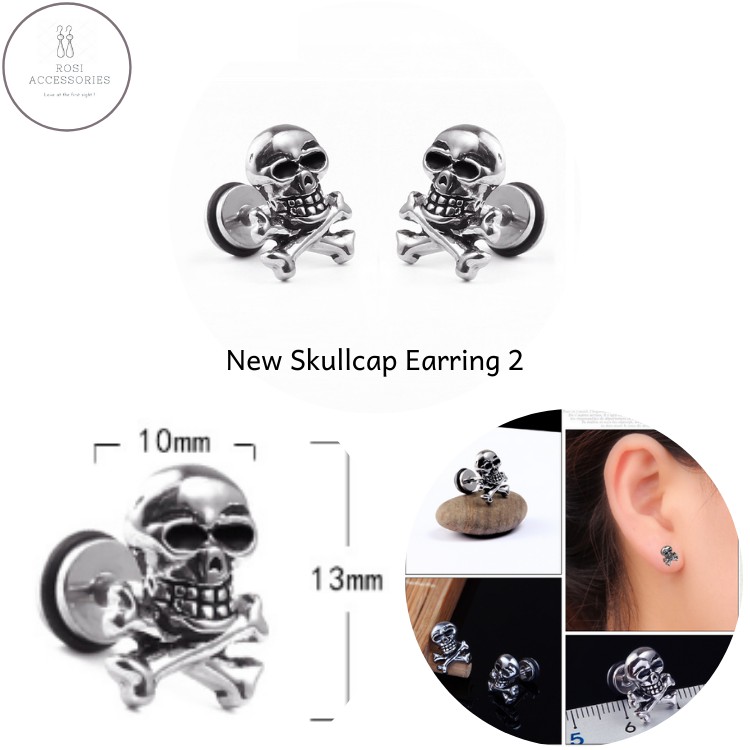 Khuyên Tai Nam Nữ New Skullcap, Bông Tai Ngầu Chực Chất (1 Chiếc)