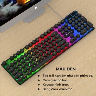 Combo Chuột+bàn phím chính hãng thiết kế độc lạ phím tròn gắn đèn LED nhiều màu hiện đại