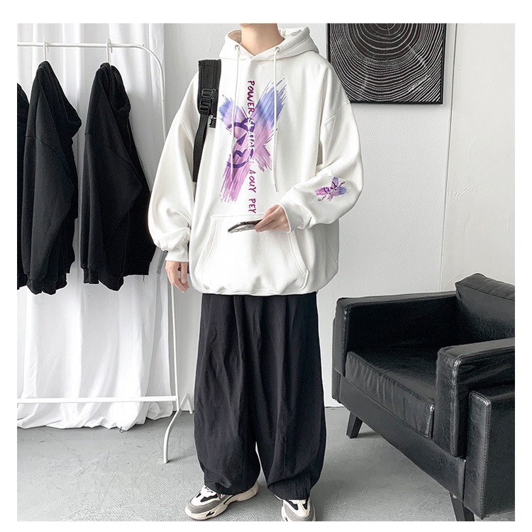 Áo Hoodie Tay Dài Dáng Rộng In Họa Tiết Phong Cách Harajuku Thời Trang Xuân Thu Cho Nam