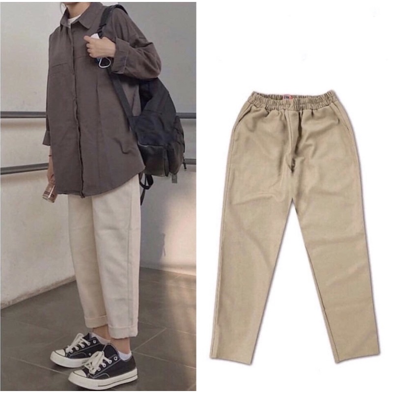 Quần Kaki Baggy Ống Suông Basic Pant Unisex Cao Cấp -Kiểu quần Kaki Baggy Dáng Suông Nam Nữ Ulzzang