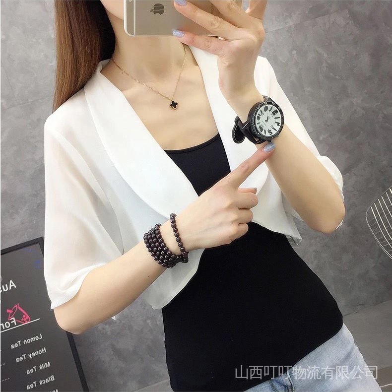 Áo Khoác Voan Lụa Mát Tay Ngắn Chống Nắng Thiết Kế Mới Thời Trang Mùa Hè Cho Nữ