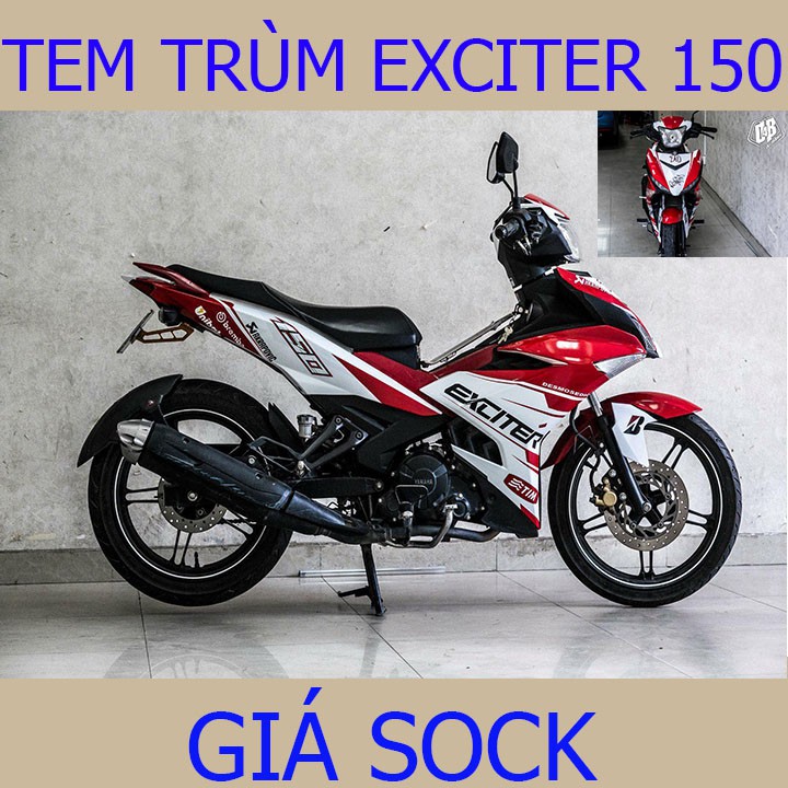 Tem Trùm Xe MÁy Exciter 150 ex Đỏ Trắng