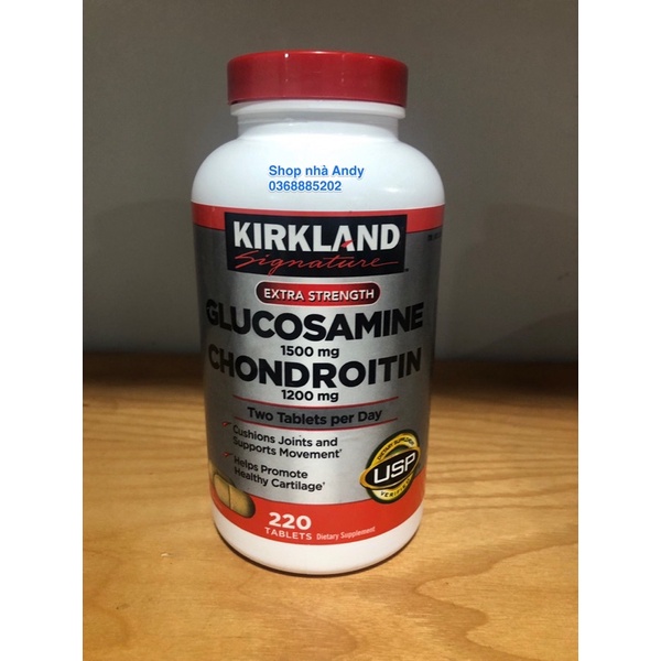 Viên uống Glucosamine 1500mg &amp; chondroitin 1200mg 220 viên của Mỹ - Glucosamin Kirkland 220
