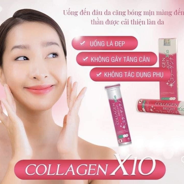 Collagen X10 Viên Sủi Giúp Làm Đẹp Da, Giúp Da Trắng Sáng Đều Màu,Giúp Sạch Nám, Tàn Nhang , Chông Lão Hóa