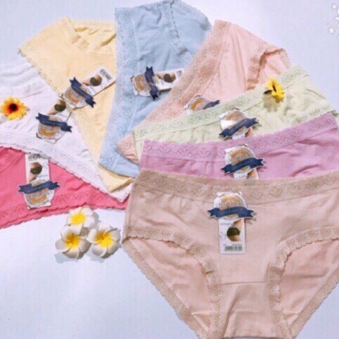 Quần lót thái lan, quần chip cotton viền ren cho nữ - 819