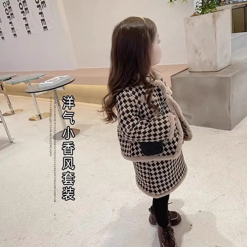 SET VÁY DẠ TWEED LÓT BÔNG BÉ GÁI |TAHISHOP|