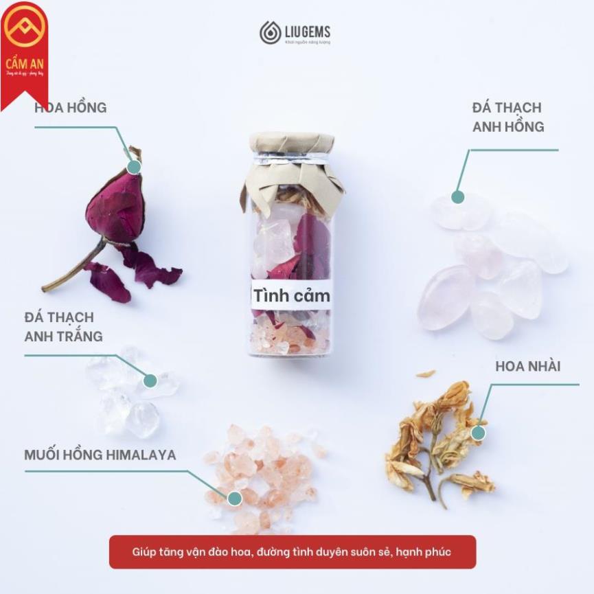 Hũ Đá Phong Thuỷ Liugems, Mix Thảo Mộc, Muối Hồng Himalaya