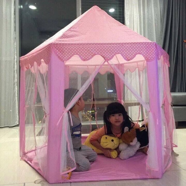 LỀU CÔNG CHÚA CHO BÉ KIỂU DÁNG LỤC GIÁC HÀN QUỐC CÓ RÈM CHE